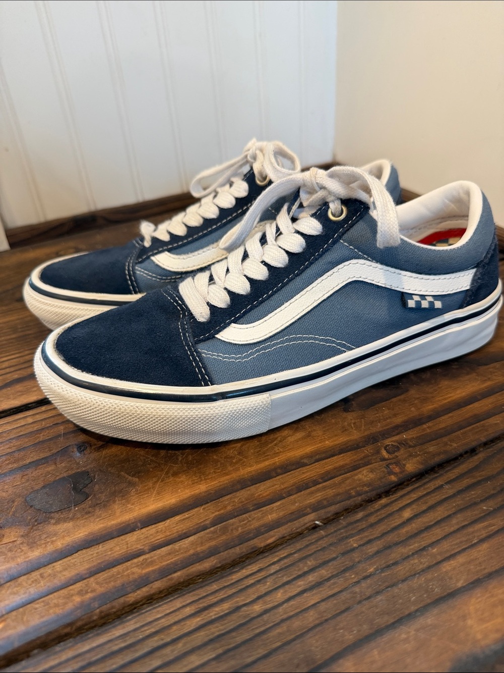 Vans Men's Old Skool Blue Suede Skate Shoes - Picture 4 of 8